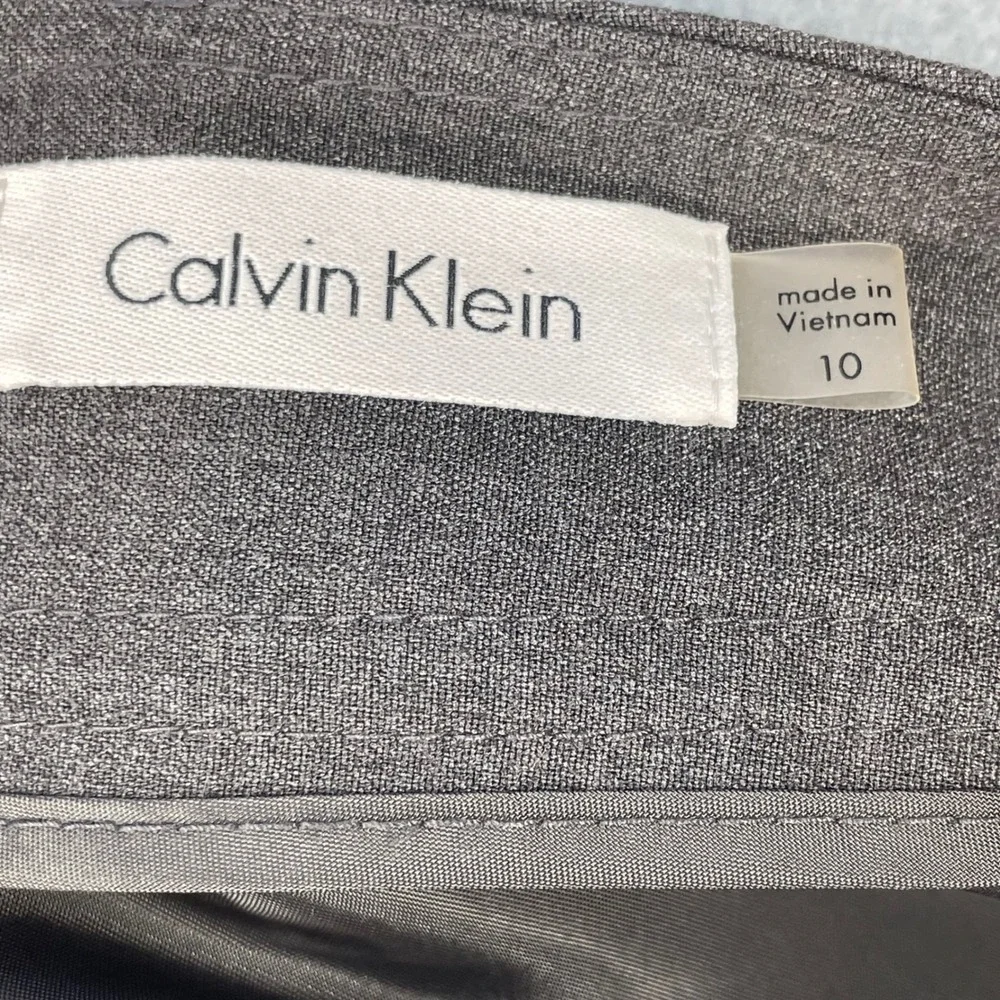 Calvin Klein Gray Side Buckle Faux Wrap Pencil Skirt Women Size 10